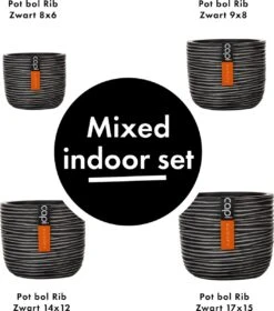 Capi Europe - Set Van 4 - Bloempot Binnen - Rib Antraciet -Tuinwinkel 1058x1200