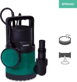 VONROC Dompelpomp/Waterpomp 300W - 6500l/h - Voor Schoon En Licht Vervuild Water - Met Vlotter -Tuinwinkel 1123x1200 1