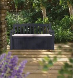 Keter Eden Garden Bench Opbergbank - 265L - 140x60x84cm - Zwart/Grijs -Tuinwinkel 1132x1200