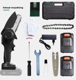 Mardin Mini Kettingzaag - Snoeizaag - Kettingzaag - Kettingzaag Electrisch Met 2 Accu - Inclusief Koffer - 1 Extra Accu - Zwart -Tuinwinkel 1151x1200
