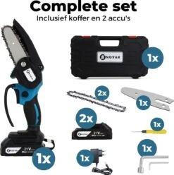 NovarGarden® Mini Kettingzaag NG1 - Met 2x Accu - Takkenzaag - Snoeizaag - Electrisch - Handzaag - Boomzaag - 21V -Tuinwinkel 1193x1200 1