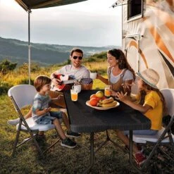 Lenx Klaptafel - Inklapbare Tafel - Opvouwbare Tuintafel - Vouwtafel - Inclusief Handvat En 2 Tafelkleden - 180x75x74cm - 6 Tot 8 Personen -Tuinwinkel 1199x1200