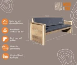 Wood4you - Tuinbank - Ameland - 'Doe Het Zelf' Bouwpakket Steigerhout 152Lx72Hx57D Cm - Incl Kussen 14 Wood4you - Tuinbank - Ameland - 'Doe Het Zelf' Bouwpakket Steigerhout 152Lx72Hx57D Cm - Incl Kussen -Tuinwinkel 1200x1005 4