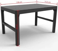 Allibert Lyon Tuintafel - 116x71,5x66/40 Cm - Grafiet -Tuinwinkel 1200x1050