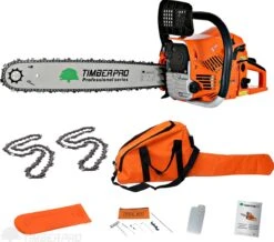 TIMBERPRO - Kettingzaag – Benzine - 62 Cc - Zwaardlengte 50 Cm - Transportzak - 2e Ketting -Tuinwinkel 1200x1059 1