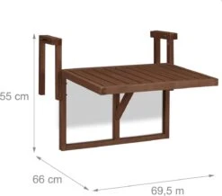 Relaxdays Balkontafel Inklapbaar - Klaptafel Balkon - Tafel Reling - Hangtafel Hout -Tuinwinkel 1200x1060