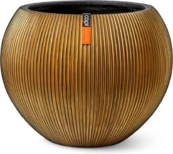 Capi Europe - Vaas Bol Groove XL - 39x33 - Goud - Bloempot Voor Binnen - Opening ⌀24 - GVGB270