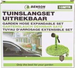 Benson - Tuinslang - Fexibel - 10 Meter - Tuinslang Met Koppeling - Spuitpistool - Groen -Tuinwinkel 1200x1105 1