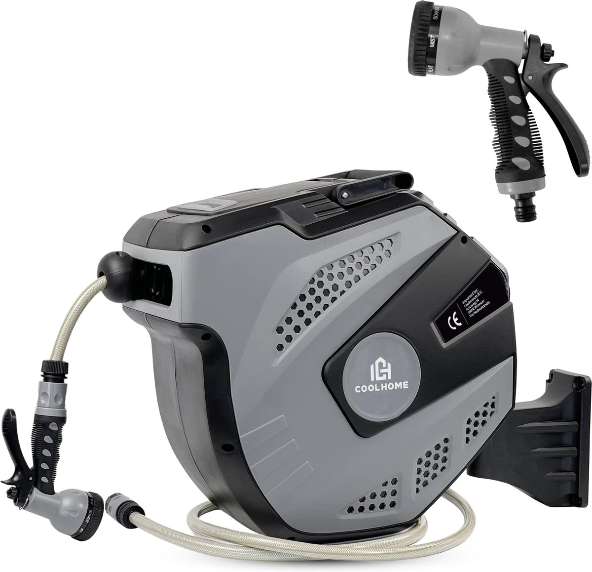 CoolHome Wandslangenbox 15 Meter + 1,5 Meter - Tuinslang Met Haspel- Slangenhouder 180° Draaibaar - Tuinslanghaspel Zwart - Grijs 6 CoolHome Wandslangenbox 15 Meter + 1,5 Meter - Tuinslang Met Haspel- Slangenhouder 180° Draaibaar - Tuinslanghaspel Zwart - Grijs - Afbeelding 6