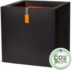 Capi Europe - Bloempot Vierkant Smooth NL - 50x50x50 - Zwart - Voor Binnen En Buiten - KBL904 -Tuinwinkel 1200x1159 1