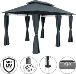 Casaria Paviljoen Topas 3x4m - UV-bescherming 50+ - Antraciet -Tuinwinkel 1200x1160 1