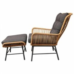 BUITEN Living Dex Wicker Loungestoel Tuin Incl. Wicker Voetenbank | Wicker + Aluminium | Bamboe Antraciet -Tuinwinkel 1200x1190 1