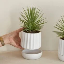 Riviera Maison Plantenbak Rond, Bloempot Met Ribbel - RM Let It Grow Planter - Wit - Porselein - Maat S -Tuinwinkel 1200x1191 5