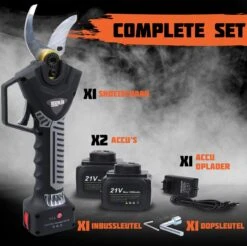 Reichlër® Elektrische Snoeischaar - 40 Mm Snijdiameter - 2x Accu - Anti-cut Functie - Heggenschaar - Takkenschaar - Zwart -Tuinwinkel 1200x1195 3