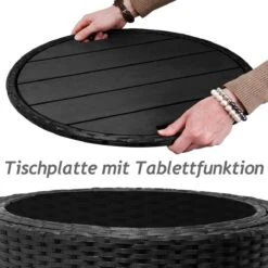 Casaria Polyrattan Zonne-Eiland Ø185cm – Incl. Kussens - Zwart Crème -Tuinwinkel 1200x1200 11