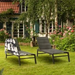 Blumfeldt Renazzo Lounge Ligstoel - Ligbed Voor De Tuin - Aluminium Tuinstoel - 6 Standen - Waterafstotend - Bekleding Van 70 % Pvc En 30 % Polyetheen - Zwart -Tuinwinkel 1200x1200 112