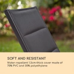 Blumfeldt Renazzo Lounge Ligstoel - Ligbed Voor De Tuin - Aluminium Tuinstoel - 6 Standen - Waterafstotend - Bekleding Van 70 % Pvc En 30 % Polyetheen - Zwart -Tuinwinkel 1200x1200 114