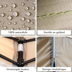 LifeGoods Partytent - 3x3 M - Zijwanden - Easy Up - Opvouwbaar - Waterdicht - Draagtas Met Wieltjes - Beige -Tuinwinkel 1200x1200 126