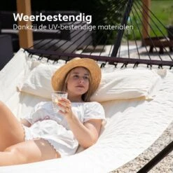 Vita5 Hangmat Met Standaard En Spreidstok – 2 Persoons – Incl. Bekerhouder - Afneembaar Kussen – Uv-bestendig – Beige -Tuinwinkel 1200x1200 181