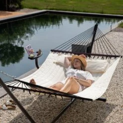 Vita5 Hangmat Met Standaard En Spreidstok – 2 Persoons – Incl. Bekerhouder - Afneembaar Kussen – Uv-bestendig – Beige -Tuinwinkel 1200x1200 183