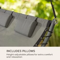 Blumfeldt Palermo Schommelbank - Hollywoodschommel 130 X 207 Cm - Ligbed Met Dak - Schommelstoel Voor 2 Personen - Tuinbank Inclusief Nekkussens - Stalen Frame En Polyester Dak - Grijs -Tuinwinkel 1200x1200 193