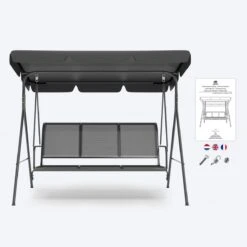 LifeGoods Schommelbank - 3-zits - Tot 250KG - Kantelbaar Dak - UV-bestendig Zonnescherm - 172x104x162cm - Grijs 16 LifeGoods Schommelbank - 3-zits - Tot 250KG - Kantelbaar Dak - UV-bestendig Zonnescherm - 172x104x162cm - Grijs -Tuinwinkel 1200x1200 210