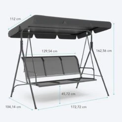 LifeGoods Schommelbank - 3-zits - Tot 250KG - Kantelbaar Dak - UV-bestendig Zonnescherm - 172x104x162cm - Grijs 19 LifeGoods Schommelbank - 3-zits - Tot 250KG - Kantelbaar Dak - UV-bestendig Zonnescherm - 172x104x162cm - Grijs -Tuinwinkel 1200x1200 213