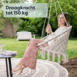 Vita5 Macramé Hangstoel - Voor Binnen En Buiten - Zonder Standaard - Incl. Kussen, Boekenvak En Beschermhoes - Tot 150kg - Beige 16 Vita5 Macramé Hangstoel - Voor Binnen En Buiten - Zonder Standaard - Incl. Kussen, Boekenvak En Beschermhoes - Tot 150kg - Beige -Tuinwinkel 1200x1200 221