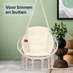 Vita5 Macramé Hangstoel - Voor Binnen En Buiten - Zonder Standaard - Incl. Kussen, Boekenvak En Beschermhoes - Tot 150kg - Beige 17 Vita5 Macramé Hangstoel - Voor Binnen En Buiten - Zonder Standaard - Incl. Kussen, Boekenvak En Beschermhoes - Tot 150kg - Beige -Tuinwinkel 1200x1200 222