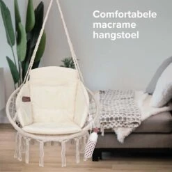 Vita5 Macramé Hangstoel - Voor Binnen En Buiten - Zonder Standaard - Incl. Kussen, Boekenvak En Beschermhoes - Tot 150kg - Beige 19 Vita5 Macramé Hangstoel - Voor Binnen En Buiten - Zonder Standaard - Incl. Kussen, Boekenvak En Beschermhoes - Tot 150kg - Beige -Tuinwinkel 1200x1200 224