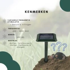 Gardies 2 Stuks Ultrasone Mollenverjager - Oplaadbare Batterijen & Zonne-Energie - Waterdichte Mollenbestrijding - 100% Diervriendelijk -Tuinwinkel 1200x1200 293