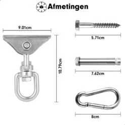 Luxe Ophangsysteem - 180° Schommelen, 360° Roteerbaar - Plafondhaak - Ophanghaak - Hangstoel Buiten - Hangstoel Binnen – Schommelstoel - Schommel - Bokszakken - RVS - Nederlandse Handleiding - -Tuinwinkel 1200x1200 30