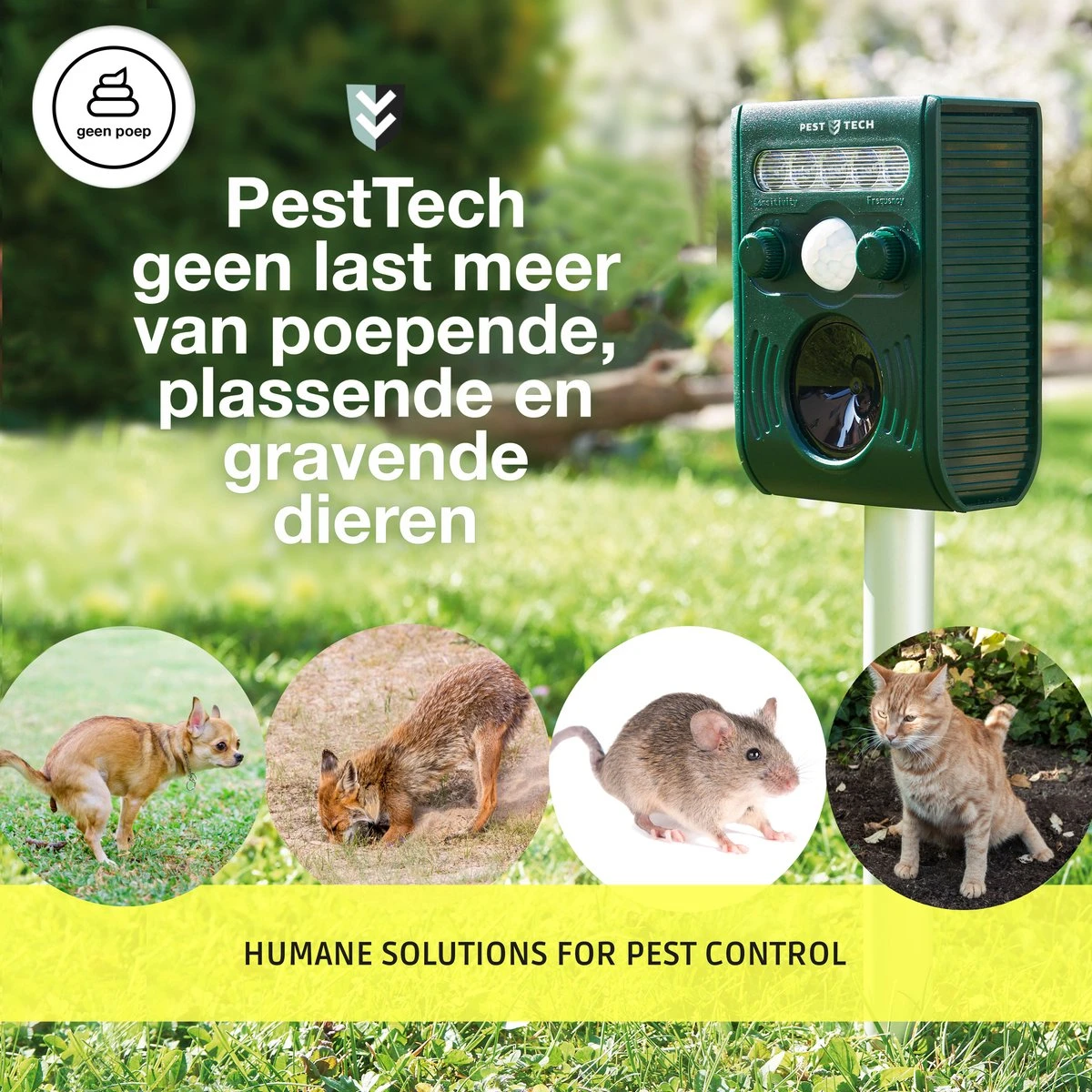 Pest-Tech PT-221 | Ultrasone Kattenverjager Op Zonneenergie | Kattenschrik | Marterverjager | Dierenverjager | Kattenafweermiddel | Ongedierte Verjager - Met USB Oplaadkabel 9 Pest-Tech PT-221 | Ultrasone Kattenverjager Op Zonneenergie | Kattenschrik | Marterverjager | Dierenverjager | Kattenafweermiddel | Ongedierte Verjager - Met USB Oplaadkabel - Afbeelding 9