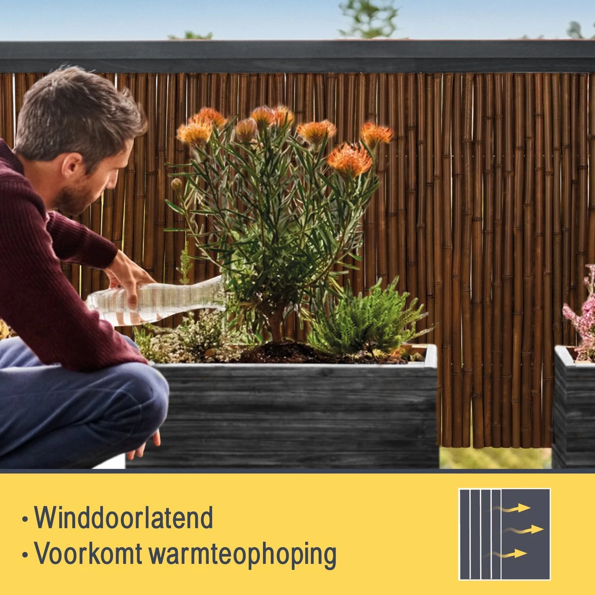 Sol Royal B23 – Premium Bamboe Tuinscherm 100x250cm Donkerbruin – Geharde Bamboestokken Ø 2-3cm – Weerbestendige Balkonscherm 2 Sol Royal B23 – Premium Bamboe Tuinscherm 100x250cm Donkerbruin – Geharde Bamboestokken Ø 2-3cm – Weerbestendige Balkonscherm - Afbeelding 2