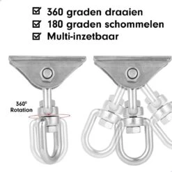 Luxe Ophangsysteem - 180° Schommelen, 360° Roteerbaar - Plafondhaak - Ophanghaak - Hangstoel Buiten - Hangstoel Binnen – Schommelstoel - Schommel - Bokszakken - RVS - Nederlandse Handleiding - -Tuinwinkel 1200x1200 32