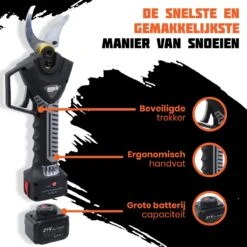 Reichlër® Elektrische Snoeischaar - 40 Mm Snijdiameter - 2x Accu - Anti-cut Functie - Heggenschaar - Takkenschaar - Zwart -Tuinwinkel 1200x1200 360