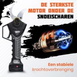 Reichlër® Elektrische Snoeischaar - 40 Mm Snijdiameter - 2x Accu - Anti-cut Functie - Heggenschaar - Takkenschaar - Zwart -Tuinwinkel 1200x1200 362
