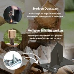 Miseru Houtklover – Geen Bijl Nodig – No Axe - Houtsplijter – Houtkliever – HANDMADE In Holland - Houtklover Voor Aanmaakhout – Metaal -Tuinwinkel 1200x1200 372