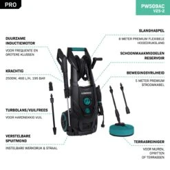 VONROC PRO Hogedrukreiniger V25-2 – 2500W – 195 Bar – 468 L/h – Duurzame Inductiemotor – Incl. 8m Slang, Slanghaspel, Terrasreiniger, Reinigingstank En Meer -Tuinwinkel 1200x1200 397