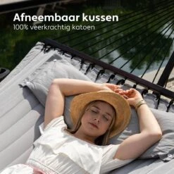 Vita5 Hangmat Met Standaard En Spreidstok – 2 Persoons – Incl. Bekerhouder - Afneembaar Kussen – Uv-bestendig – Lichtgrijs -Tuinwinkel 1200x1200 46