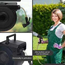 Buxibo - Wandslangenbox 20 Meter + 2 Meter - Tuinslang Met Haspel - 9 Sproei Standen - Slangenhouder 180° Draaibaar - Tuinslanghaspel Zwart+ Gratis Sproeier - Zwart -Tuinwinkel 1200x1200 526