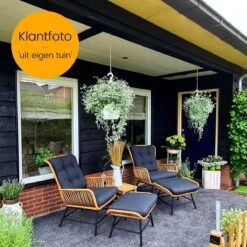 BUITEN Living Dex Wicker Loungestoel Tuin Incl. Wicker Voetenbank | Wicker + Aluminium | Bamboe Antraciet -Tuinwinkel 1200x1200 55