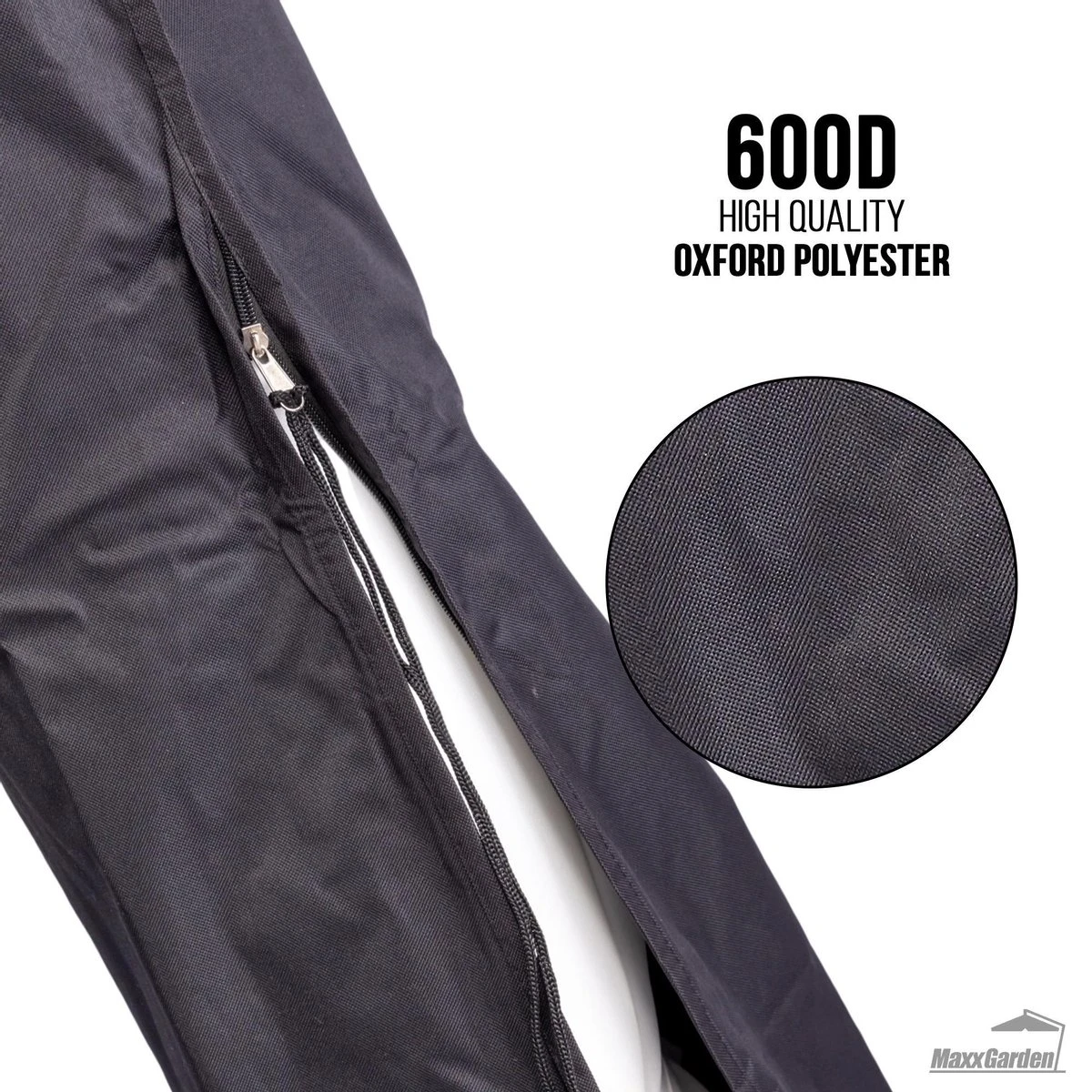 MaxxGarden Parasolhoes - Afdekhoes Voor Zweefparasol - Beschermhoes - 200-400 Cm - Met Rits En Trekkoord - Zwart 4 MaxxGarden Parasolhoes - Afdekhoes Voor Zweefparasol - Beschermhoes - 200-400 Cm - Met Rits En Trekkoord - Zwart - Afbeelding 4