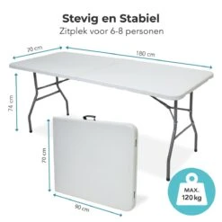 LifeGoods Klaptafel - Inklapbaar - 70x180cm - Verstelbare Vouwtafel - Weerbestendig - Wit -Tuinwinkel 1200x1200 65