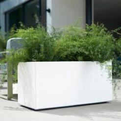 Elho Vivo Matt Finish Lang Wielen 90 - Grote Staande Plantenbak Voor Binnen & Buiten - Gemaakt Van Gereycled Plastic - L 39 X W 88 X H 41 Cm - Wit -Tuinwinkel 1200x1200 673