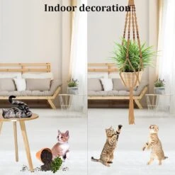 4 Stuks Luxe Jute Plantenhangers - Boho Handgeweven Katoen Hangpot Voor Binnen/Buiten - Hangende Bloempot Met Kralen - Macramé Touw/Koord Hangplant Houder - Bohemian Wandhanger Decoratie - Plant Hanger - Verticale Tuin Bloempothouder Planthanger -Tuinwinkel 1200x1200 716