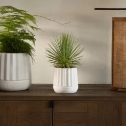 Riviera Maison Plantenbak Rond, Bloempot Met Ribbel - RM Let It Grow Planter - Wit - Porselein - Maat S -Tuinwinkel 1200x1200 738