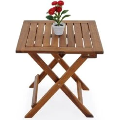 Merkloos EezyLife Houten Bijzettafel - 46x46x46cm - Acacia Hout - Tuintafel -Tuinwinkel 1200x1200 75