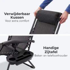 LifeGoods Opvouwbare Tuinstoelen - Verstelbaar Zonnescherm - 2 Stuks - 30°-90° Verstelbaar - Metaal - Zwart -Tuinwinkel 1200x1200 83