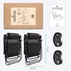 LifeGoods Opvouwbare Tuinstoelen - Verstelbaar Zonnescherm - 2 Stuks - 30°-90° Verstelbaar - Metaal - Zwart -Tuinwinkel 1200x1200 89